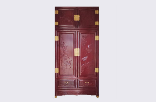 双滦高端中式家居装修深红色纯实木衣柜